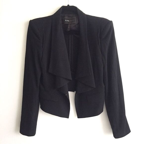 Bcbgmaxazria Open Draped Waterfall Blazer Black M - Picture 4 of 6
